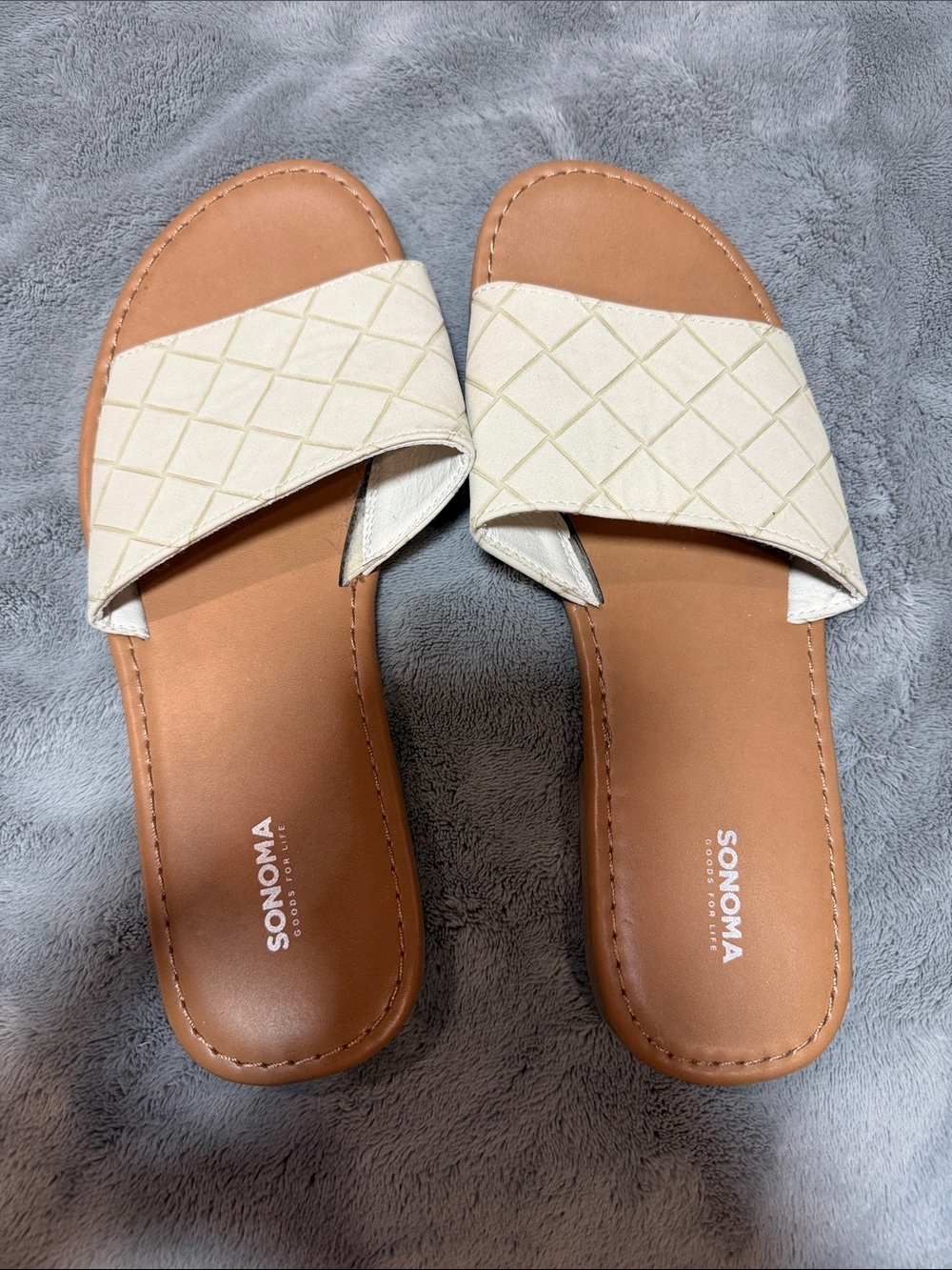 Sonoma Cream Woven-Detail Slide Sandals
